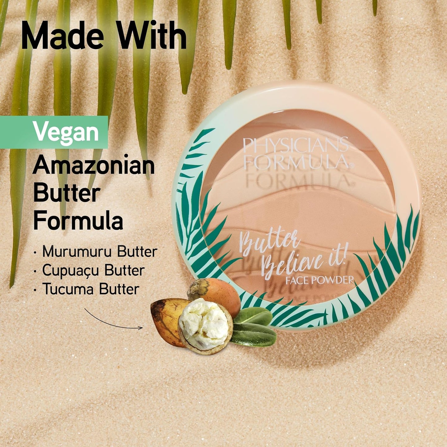 Physicians Formula Murumuru Butter Believe It! Pressed Face Powder, Buildable Coverage with Creamy Finish, Enriched with Amazonian Butters – Translucent
