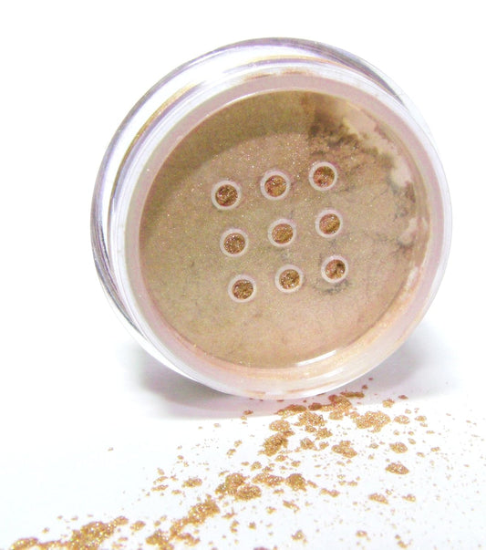 Sand Beige Nude Naked Gold Goddess Glam Shimmer Loose Eyeshadow Powder Pigment, Single Glitter Mineral Dust Jar Pot; Talc, Paraben & Cruelty Free, No Animal Testing | alldaygood beauty