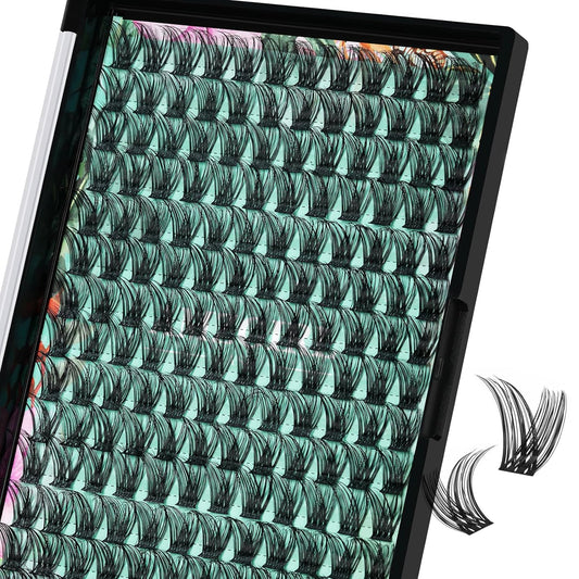 Lash Clusters Wet Look 168Pcs Eyelash Cluster Ultra-Thin Lash Band Eyelashes Extensions Spiky Anime Wide Span Lashes(Hollyhock,D-10mm)