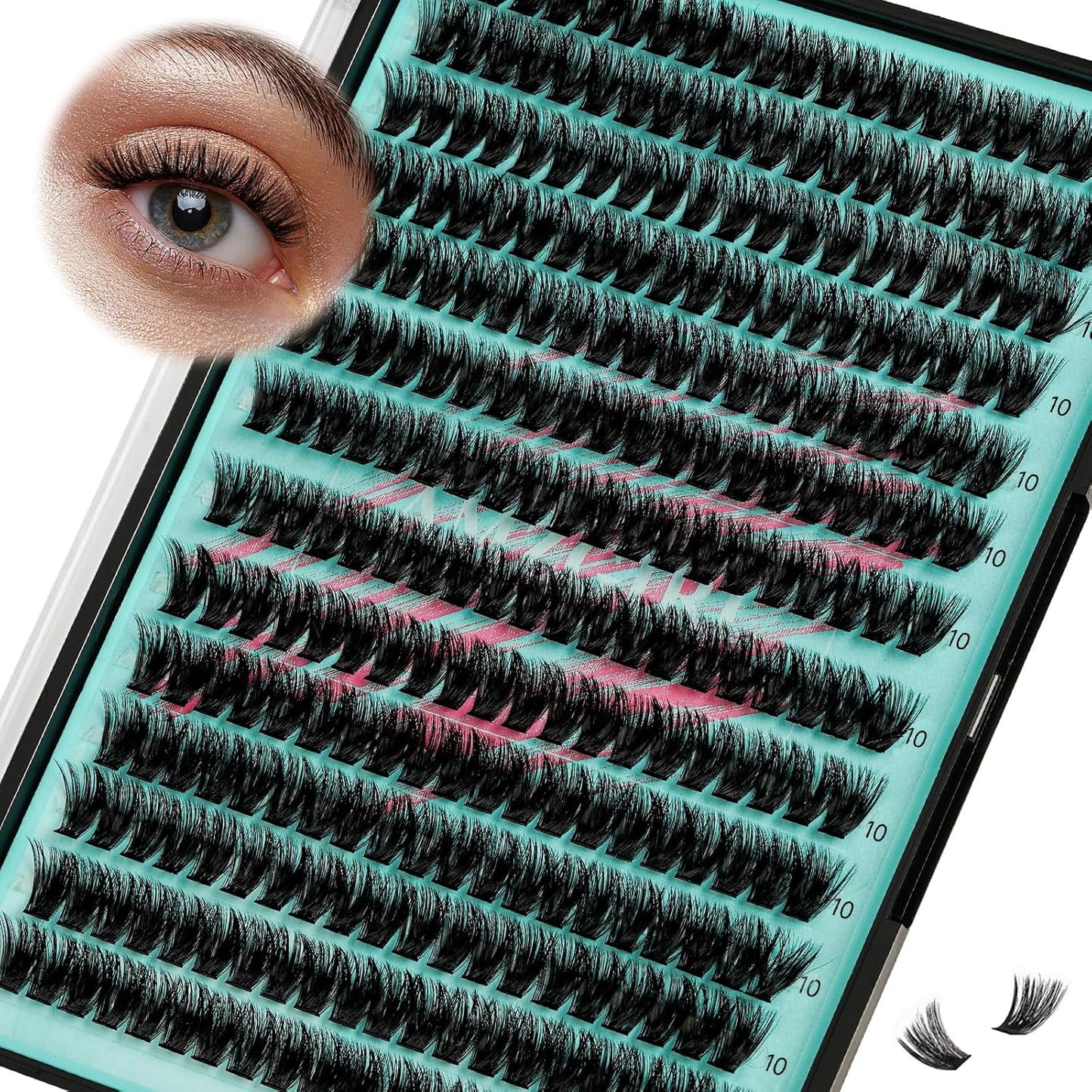 Lash Clusters Wispy 280PCS Eyelash Extension 80D Cluster Lashes Individual Lashes DIY Lash Extension Natural Look Cluster Eyelash Extensions Soft False Eyelashes at Home for Beginners(10mm)
