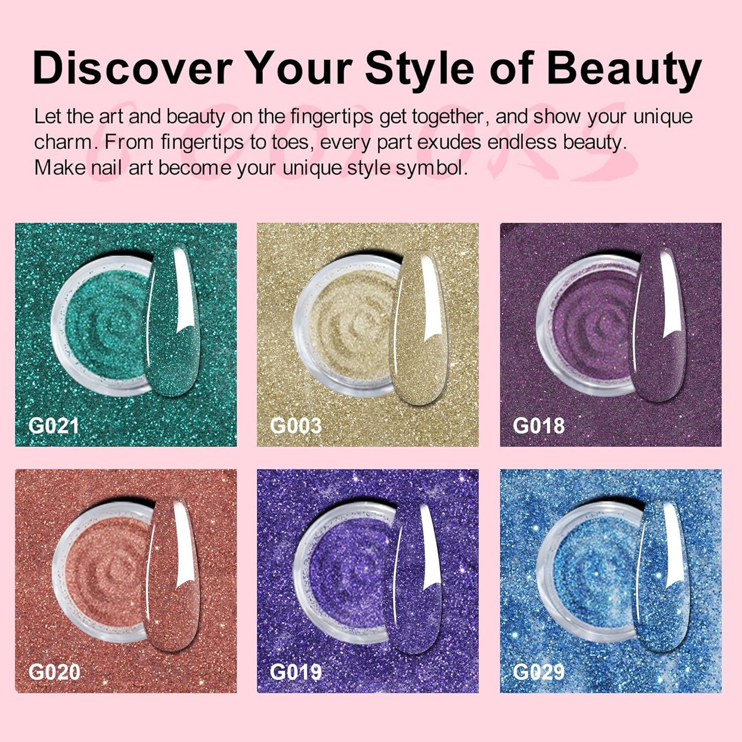 12 Pcs Dip Powder Nail Kit Starter, 6 Colors Glitter Blue Starry Green Sparkle Purple Dipping Powder Kit with Base & Top Coat, Nail Art Dip Manicure Kits for Women