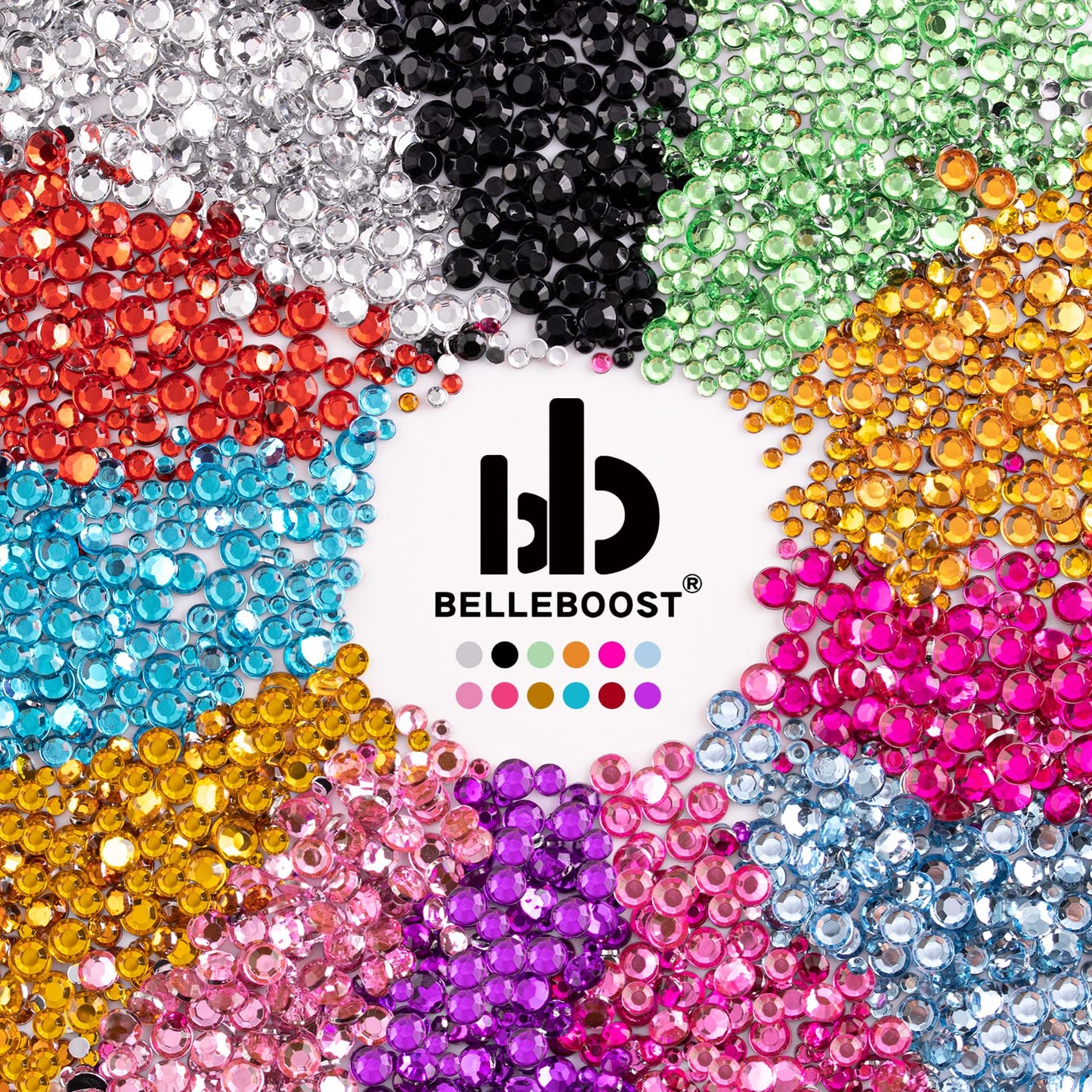 Two Packs of Flatback Rhinestones 4520 Pcs Colorful Nail Art Rhinestones Flatback Crystal Colorful+Rose Gold Rhinestone with Picker Pencil and Tweezer for Nail Art and Decoration