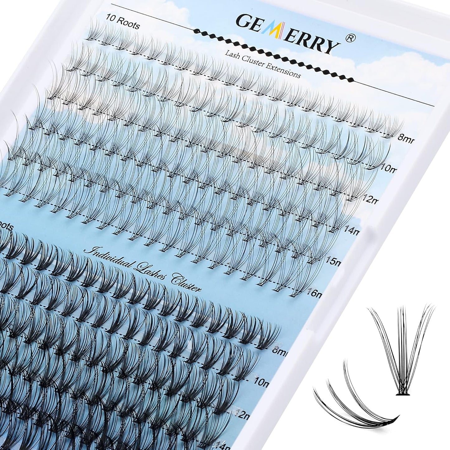 Individual Lashes Large Tray 240pcs 0.07mm 10D+20P C Curl Mix 8-16mm Lash Clusters Soft&Comfortable Cluster Lashes Mink Individual Lash Clusters Mixed Tray False Eyelashes By GEMERRY